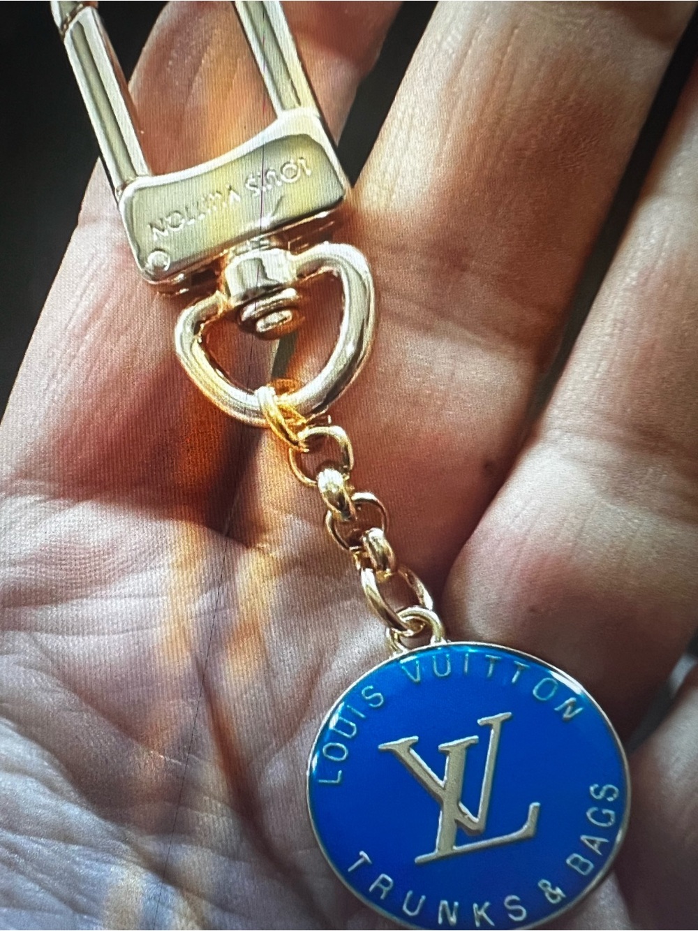 Fashion unbranded Blue & Gold Logo Key Charm